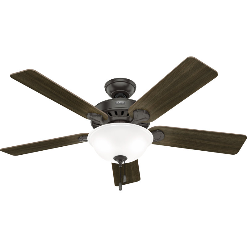 Hunter 52 Inch Pro's Best Energy Star® Ceiling Fan With Lights And Pull Chains, Bronze, Dark Brown Wood/Espresso Wood