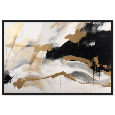 «Melting Clouds» avec encadrement doré abstrait en verre acrylique encadré or par Art Remedy, cadre noir, 15 x 10