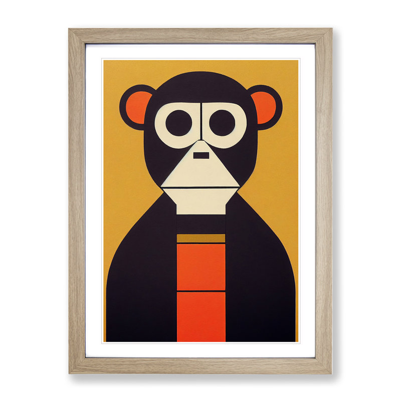 Abstract Monkey Art No.1 - Wall Art, Paper, White, 64cm H x 46cm W