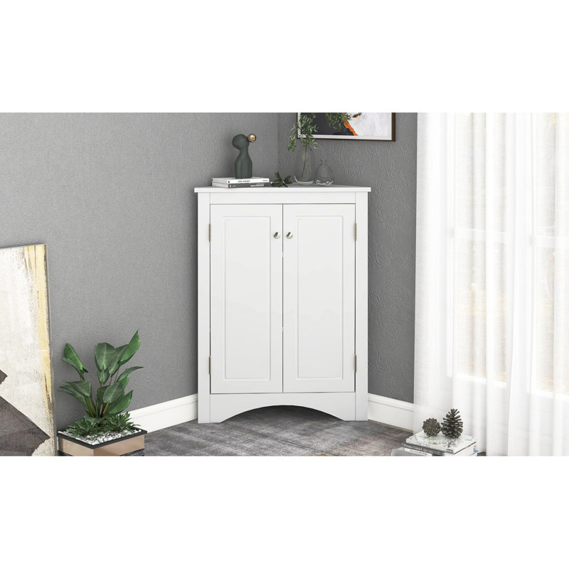 White Triangle Home Decor Cabinet With Adjustable Shelving Modern Practical Storage Solutions Shelves, White