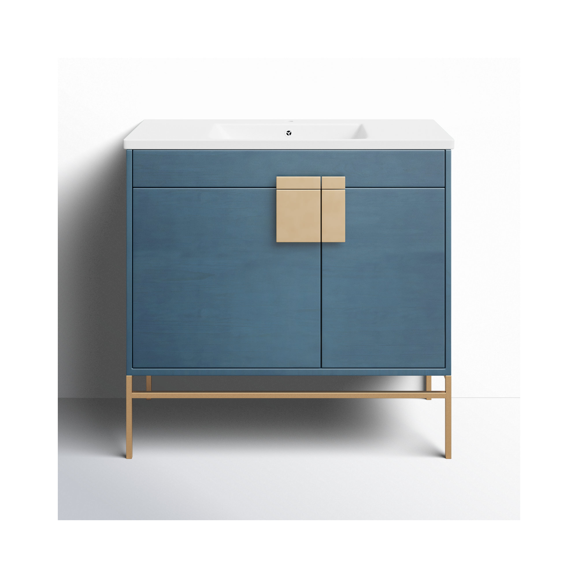 Maisie 36'' Single Bathroom Vanity, French Blue, Satin Brass