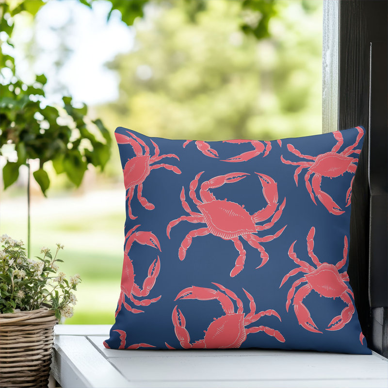 Coussin décoratif d'extérieur Crabby, Carré 18 po, Marine