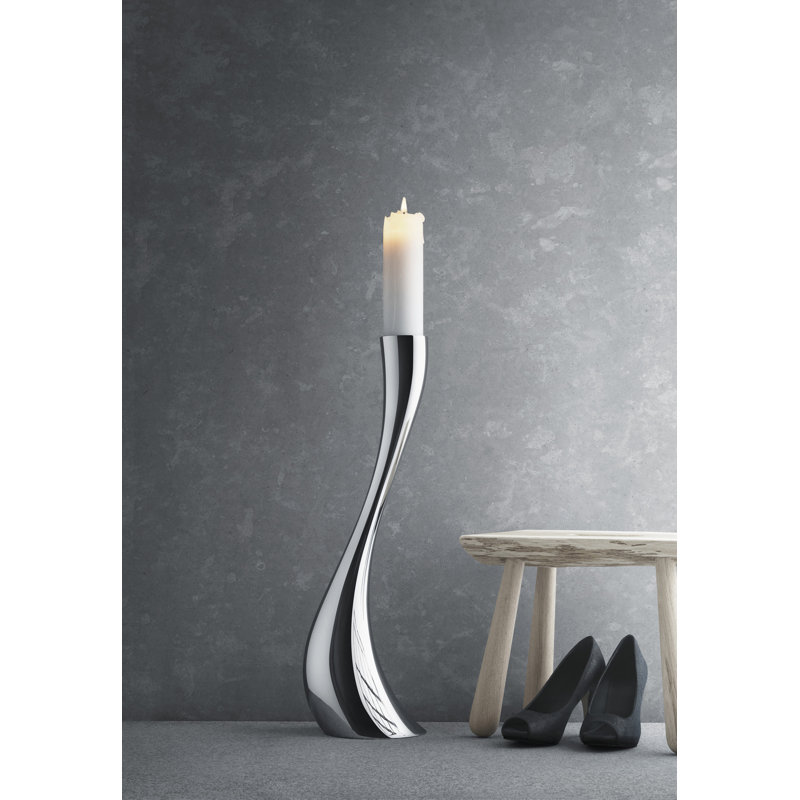 Cobra Stainless Steel Floor Candlestick, 23.62" H x 3.86" W x 3.86" D, Silver