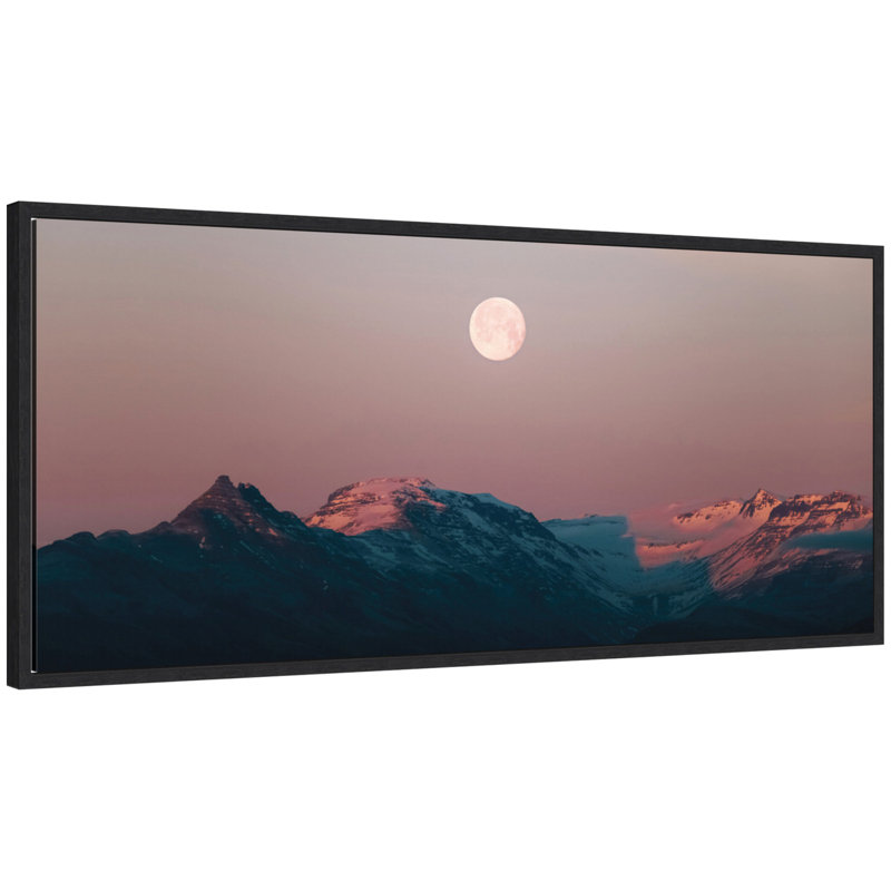 «Panoramic Pastel Moonrise over Islandic Mountains» par Michael Schauer, reproduction d'art sur toile encadrée