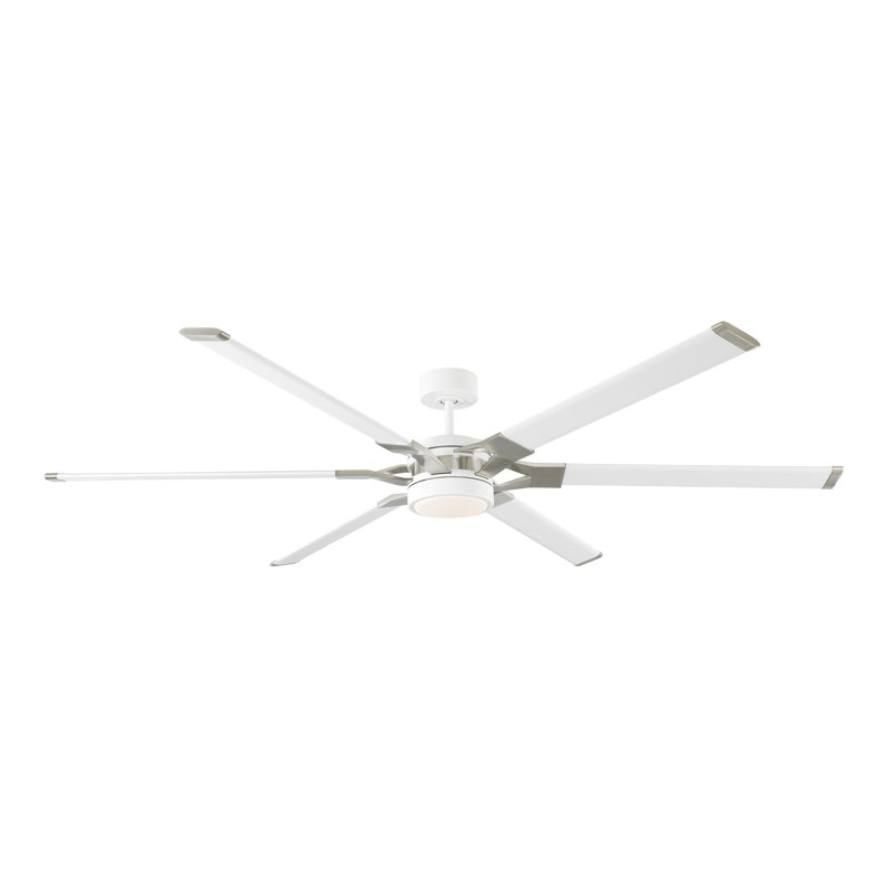 Ceiling Fan with LED Lights, Matte White/Brushed Steel with White Blades, 62 inches