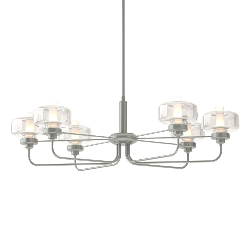 Nola 6 - Light Unique/Statement Classic/Traditional Chandelier, Clear Glass with Frost, Vintage Platinum, 18.3" - 60.3"