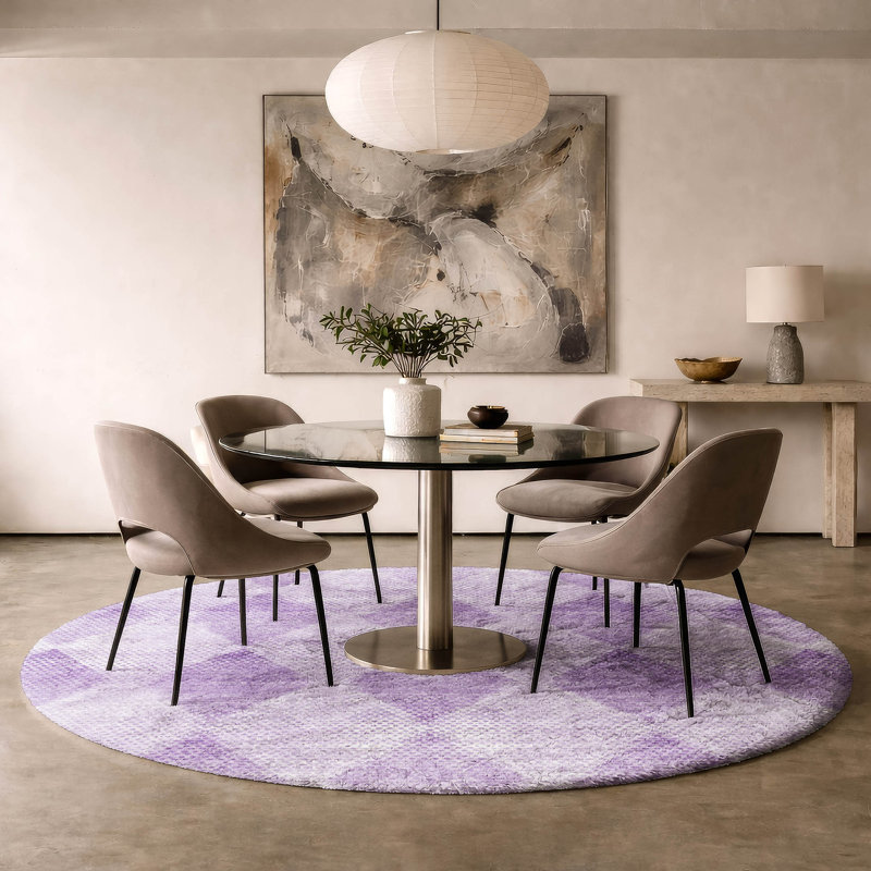 Tapis à poil long de qualité supérieure lavable à la machine ADS539, Lavender, 8' Round
