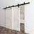 Black Rustic Straight Design U Bracket Double Track Bypass Two Door Barn Door Hardware Kit-23808046