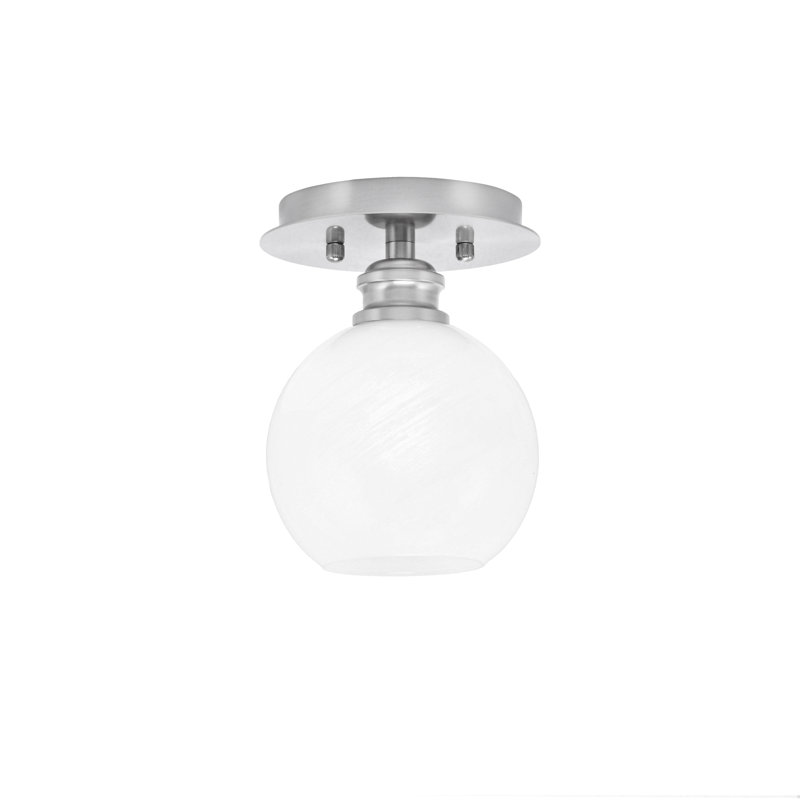 Plafonnier semi-encastré avec verre blanc 5,75 po Edge, Nickel brossé