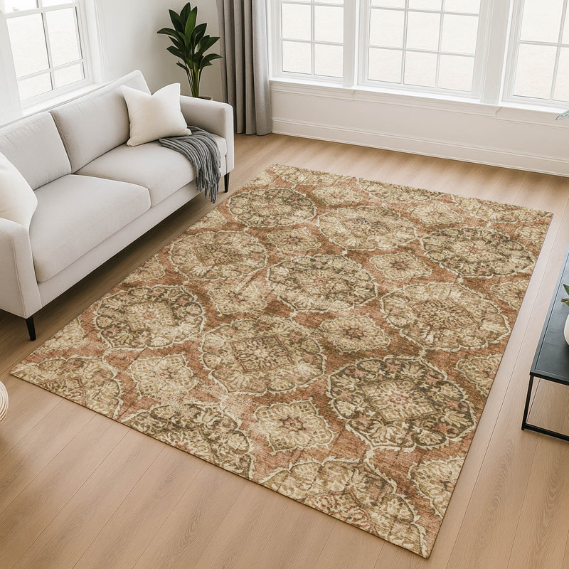 Premium Machine Washable Mayfield AMF2196 panel Rug, 2'6" x 3'10", Paprika