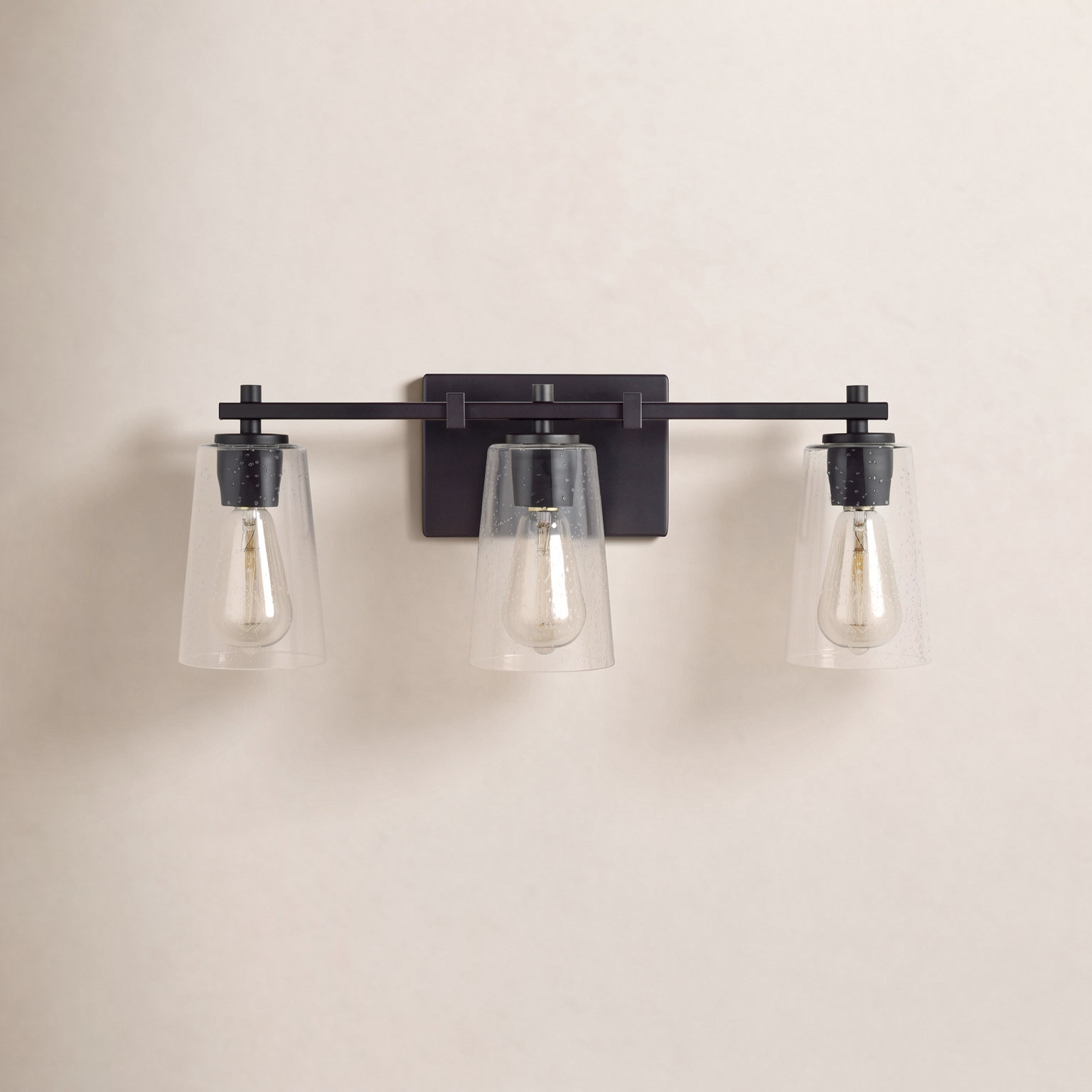 Noland 3 Light Seeded Dimmable Vanity Light, Oil Rubbed Bronze