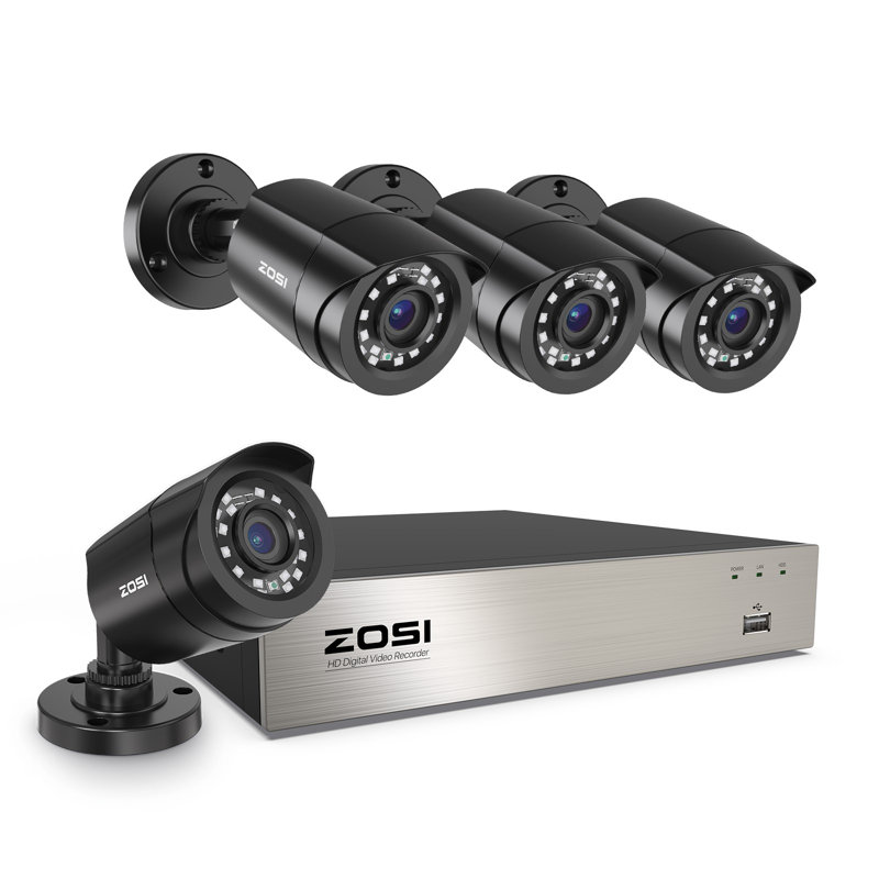 8CH DVR Security Camera System, 4 x 2MP Wired Outdoor Security Cameras, Motion Sensor, Remote View