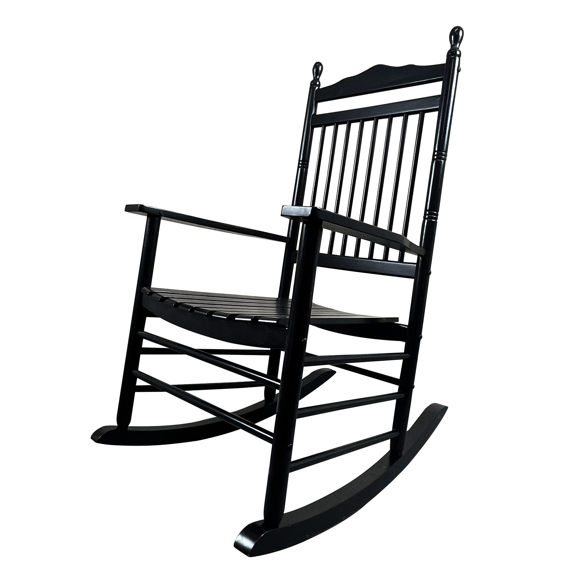 Latitude Run® Balcony Porch Rocking Chair In Black - Made Of Solid ...
