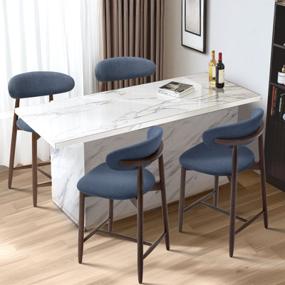 Vannie Upholstered Counter Stool with Solid Wood Frame