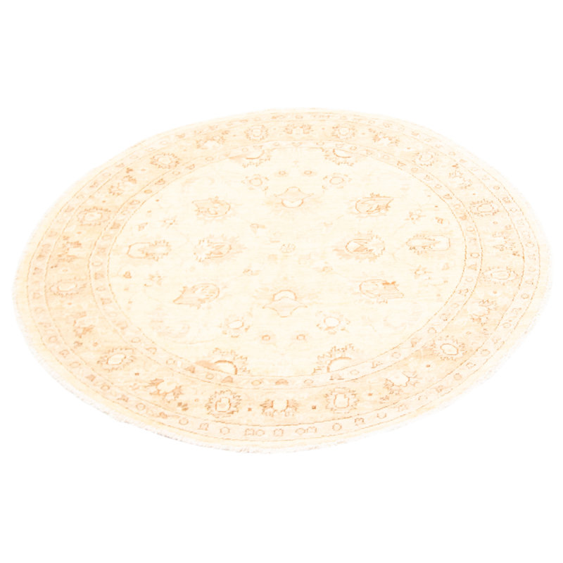 Tapis brun clair / beige en laine noué à la main de conception unique nouvel âge 5 pi 0 po Peshawar
