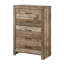 Commode rustique à cinq tiroirs avec finition en bois naturel