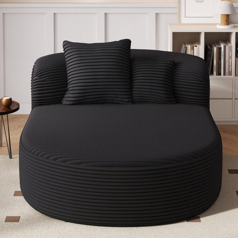 Chaise longue Canapé sans os 51,6 po avec deux coussins de soutien, Noir