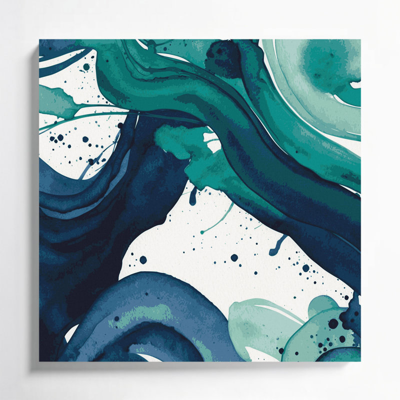 Aquarelle abstraite, art mural bleu sur toile 11, H 8 po x l 8 po