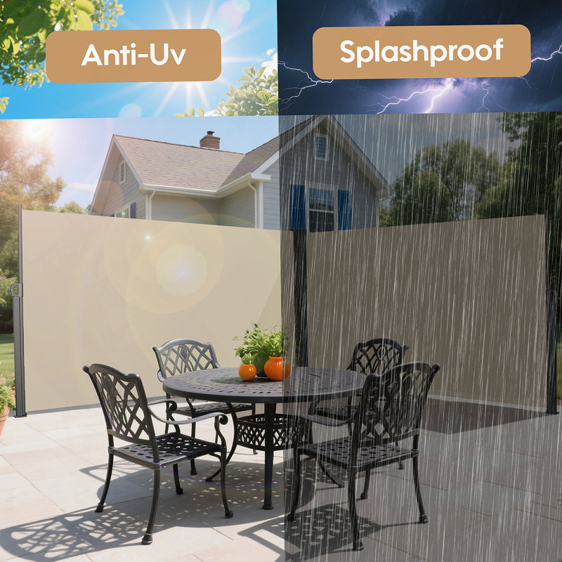 Auvent rétractable polyvalent pour plus d'intimité et de confort, H 62,99 po x l 118,1 po x P 1,58 po
