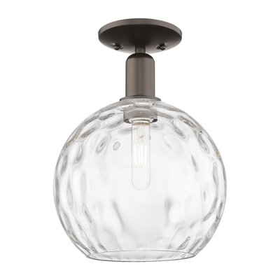 Arcadia - Champlon - 1 Light 10" Semi-Flush Mount - Oil Rubbed Bronze Finish - Clear Water Glass Shade