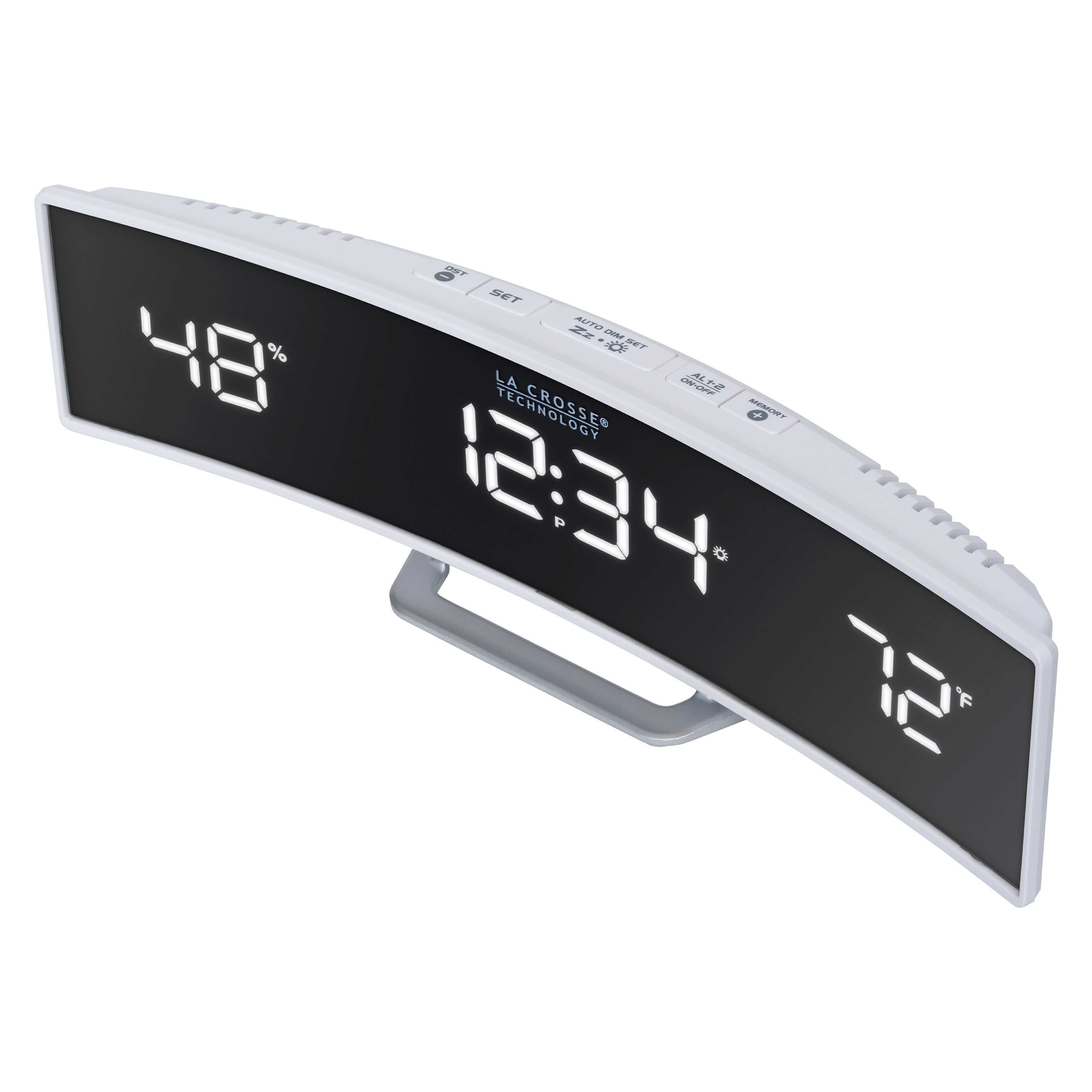 Symple Stuff La Crosse Technology Curved Mirrored LED Tabletop Clock