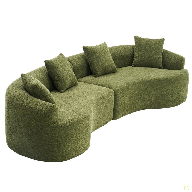 Canapé courbé désossé, canapé modulaire à compression de 110 po, haute densité, canapé-lit pour salon, salon, appartement, chenille