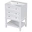 Meuble-lavabo 24 po avec lavabo, meuble de rangement pour salle de bain avec tiroir et tablette ouverte, structure en bois massif, blanc