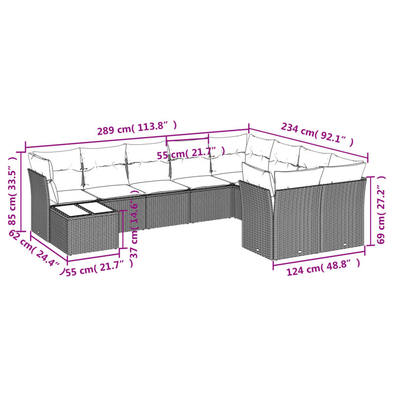 Ensemble de canapé de jardin Vidaxl, Beige, Blanc
