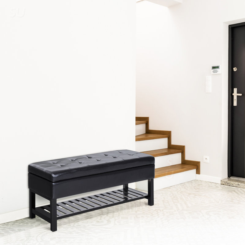 Banc de rangement avec repose-pieds 44 po avec étagère à chaussures