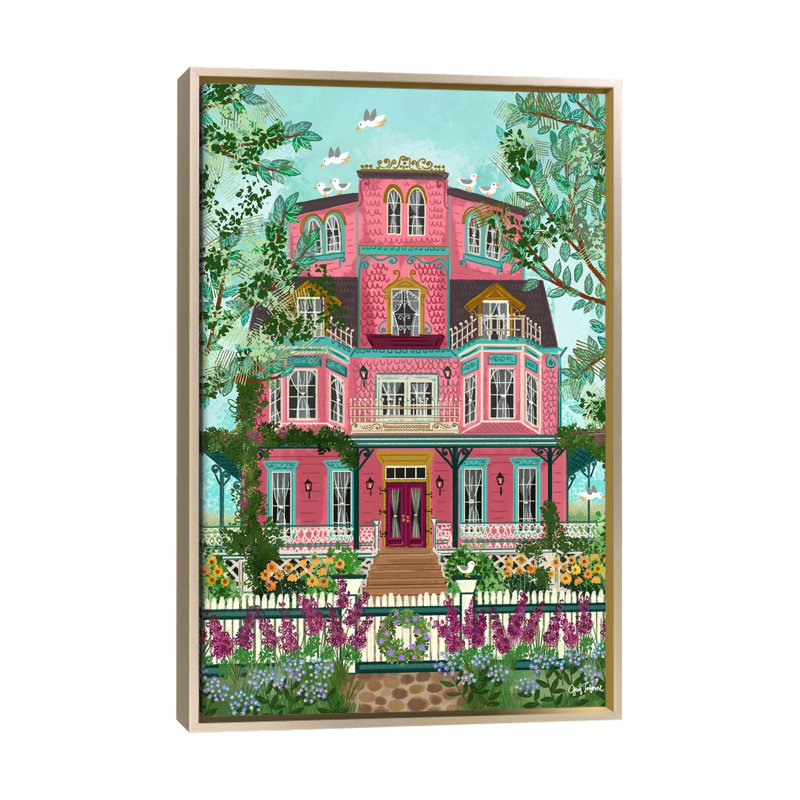 The Beach House - reproduction d'art murale - toile encadrée, Champagne, H 26 po x l 18 po