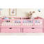 Pink Twin Xl Bed For With Guardrails, Storage Drawers, And A Sweet Headboard Platform Childlike Appearance, Strong Mattress Support