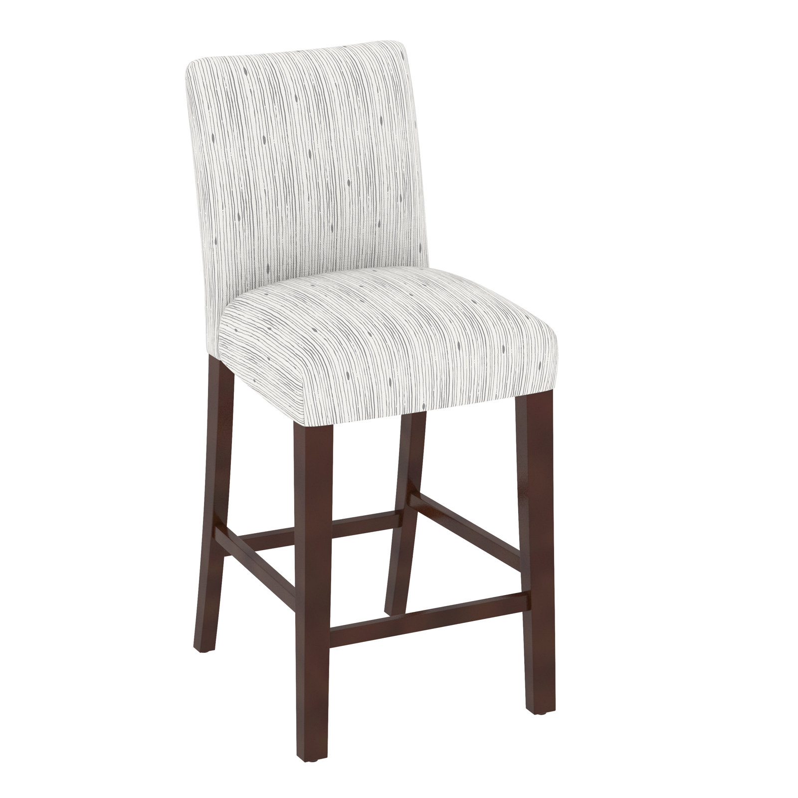 Hadrien Bar and Counter Stool, Bar Stool (31” Seat Height), Espresso, Shibori Stripe Grey