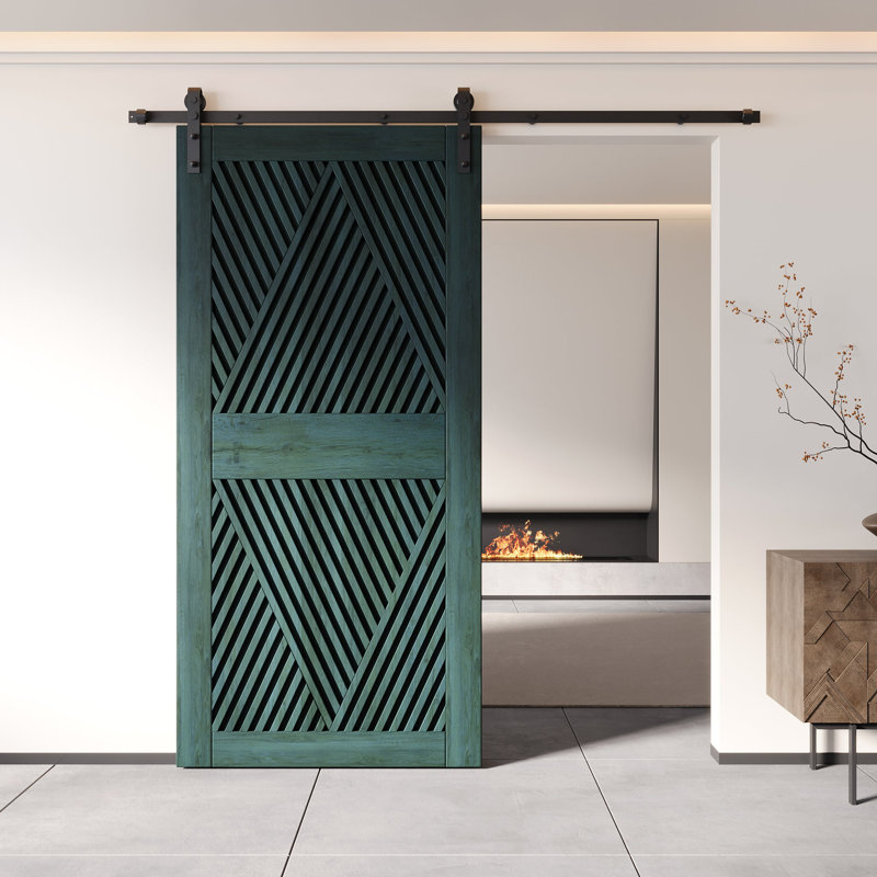 Porte de grange en bois de pin royal de 84 po à finition diamantée non assemblée Homacer (usage intérieur seulement)