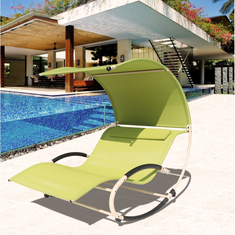 Elspeth Steel Outdoor Armless Lounge Chair, Apple Green