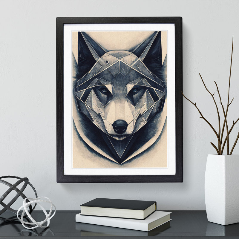 Robo Wolf - Single Picture Frame Print, 64cm H x 46cm W x 2cm D, Black Framed