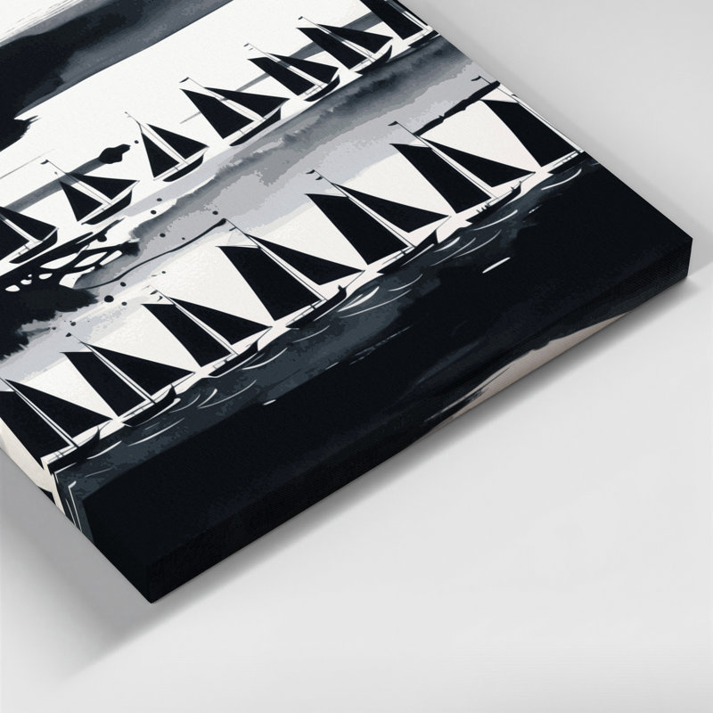 Art nautique gris sur toile, H 8 po x l 10 po