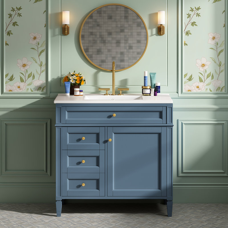 Ensemble de meuble-lavabo moderne 36 po avec lavabo en céramique Aigo