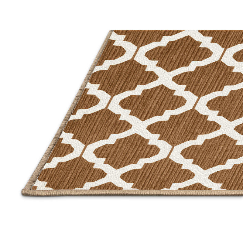 Tapis brun treillis lavable à la machine, Rectangle 7 pi x 9 pi