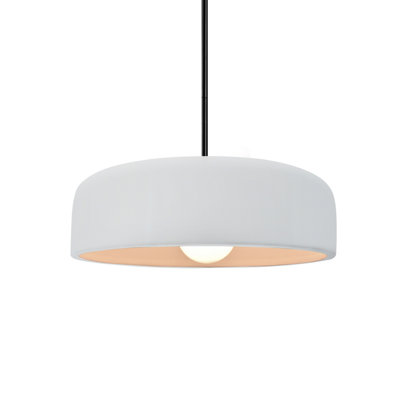 Radiance - luminaire suspendu 1 lumière Spire - blanc brillant (extérieur et intérieur du luminaire) - noir mat - l 10 po x H 3,75 po - DEL dédiée - tige rigide