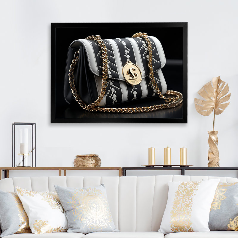 Sac de luxe noir dévoilé II - imprimé, Cadre simple noir, H 12 po x l 20 po x P 1 po