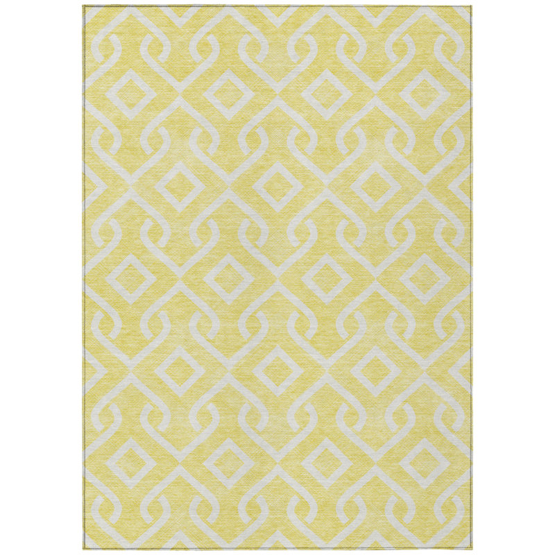 Tapis intérieur et extérieur lavable 8 pi x 10 pi jaune et ivoire