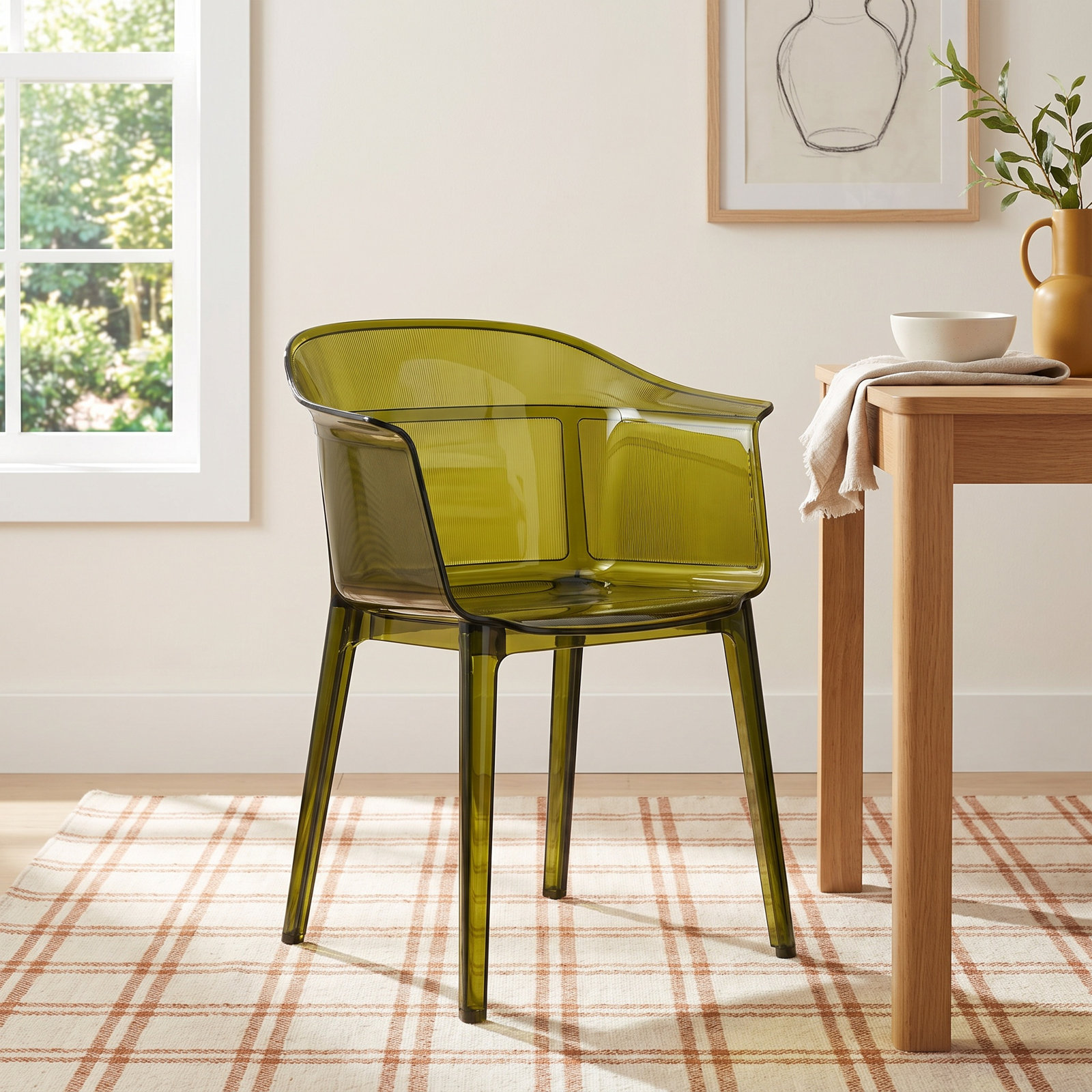 Papyrus Dining Armchair, Olive Green