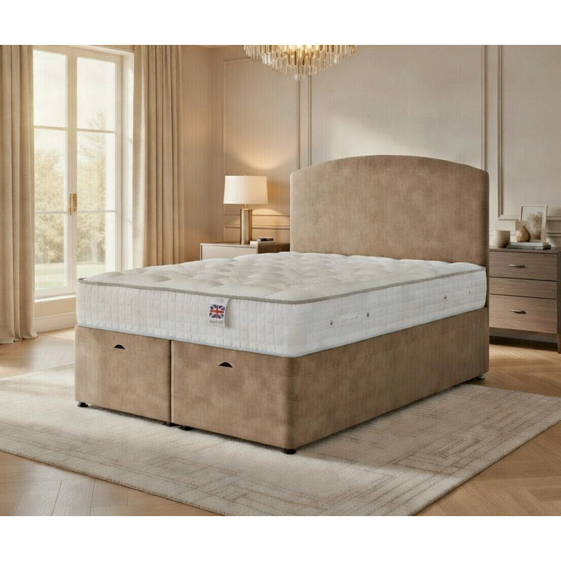 Upholstered Ottoman Bed, Mink, Double