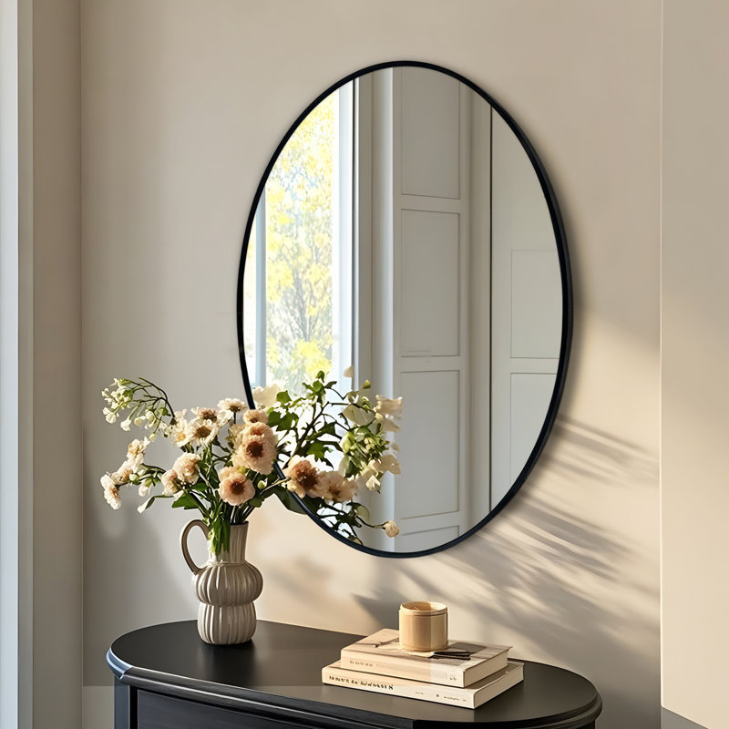 Oval Aluminum Frame Wall Mirror, 80cm x 60cm