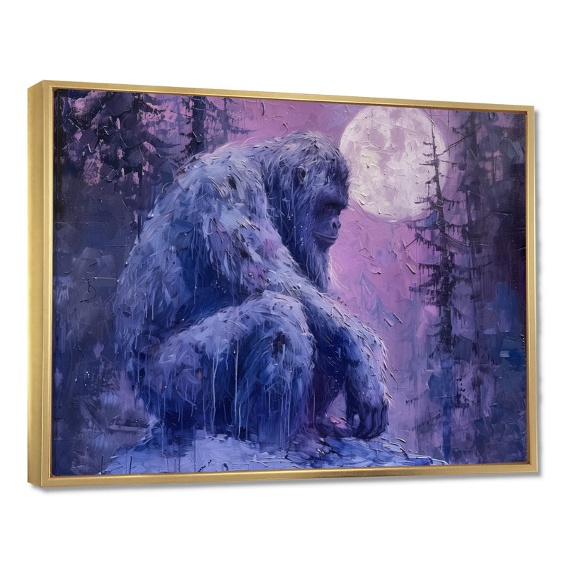 Claborn - art mural Bigfoot, Toile avec cadre flottant or, H 16 po x l 32 po x P 1 po