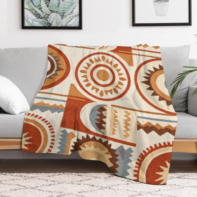 Geometric Circles Luxury Flannel Throw Blanket, Soft Warm Fuzzy Blanket for Living Room Sofa Bed Home Decor