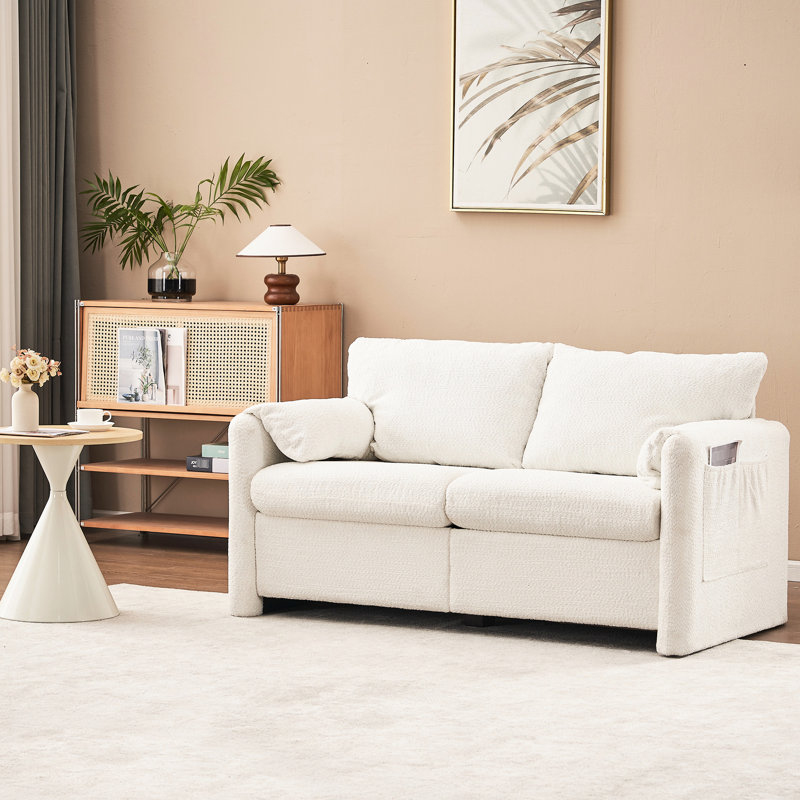 2 en blanc avec revêtement en chenille et mousse haute stable pour un confort familial, H 35,61 po x l 60,68 po x P 32,68 po