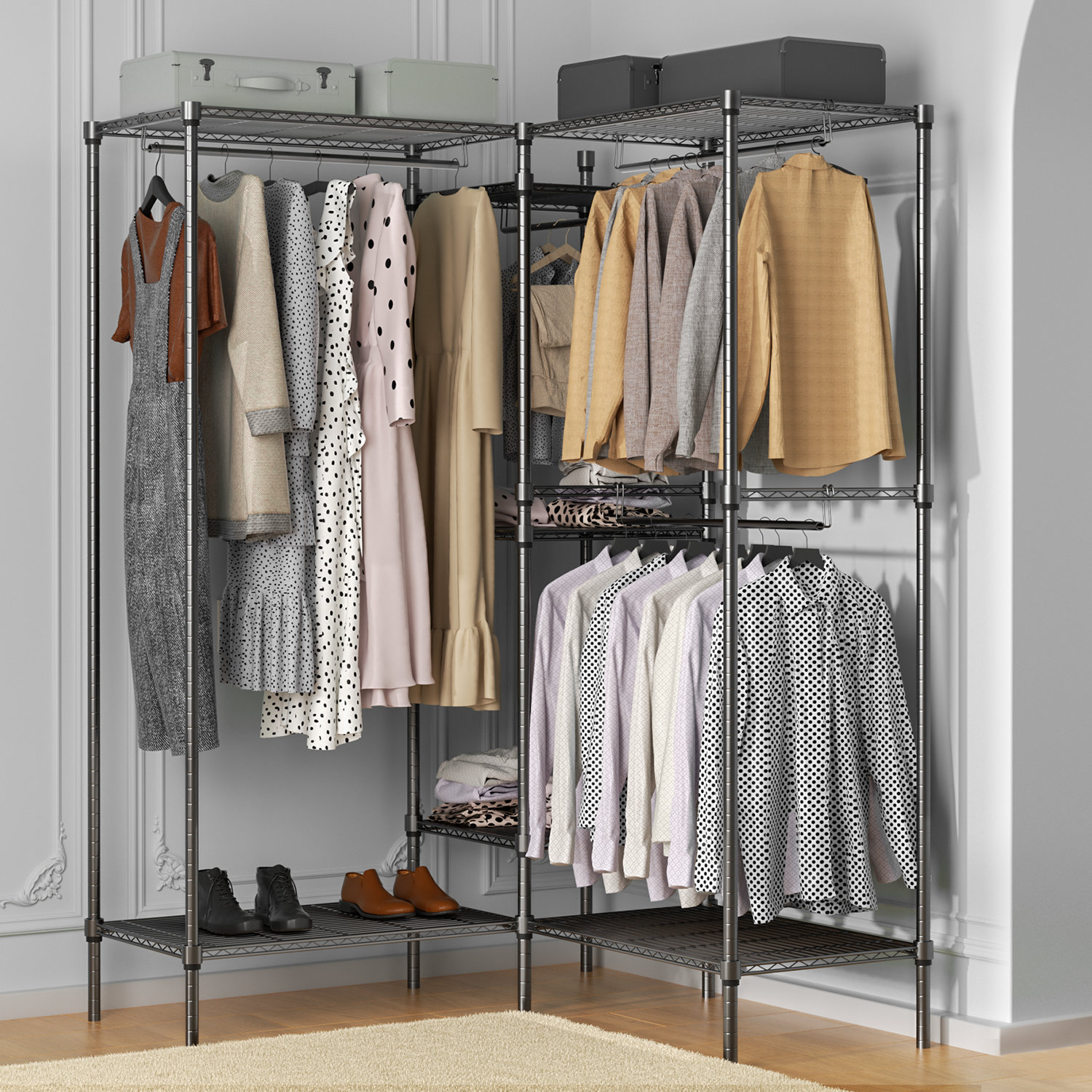 Rebrilliant Malakey Clothes Rack, Heavy Duty Clothing Rack for