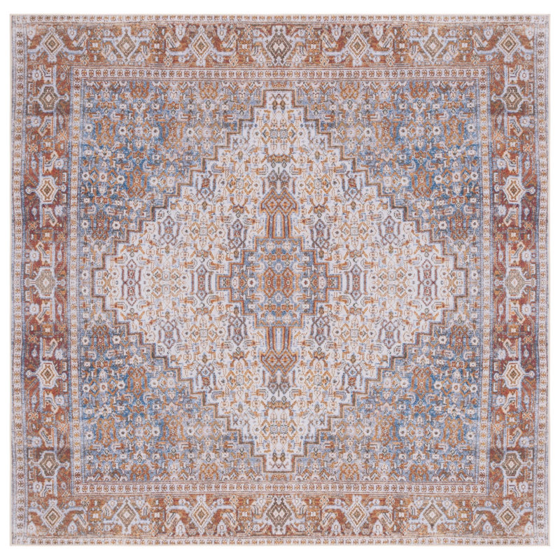Ziebarth 166 M/W S/R Area Rug In Beige / Rust, Square 6'