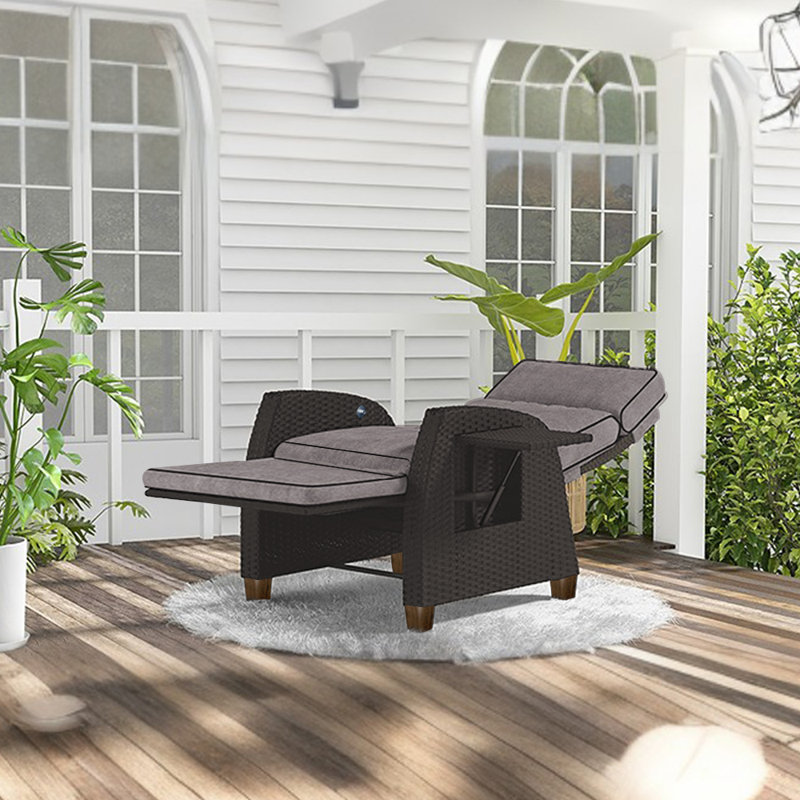 Wicker Outdoor Lounge Chair, Grey